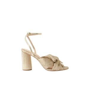 Loeffler Randall 'Camellia' Gold Bow-Embellished Metallic Lam� Sandals Size 9.5
